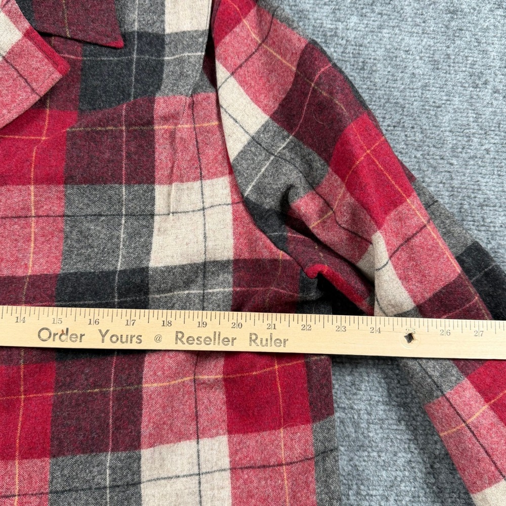 Pendleton 49'er Plaid Wool Jacket Womens Large Red Button Up Made In USA Vintage - Picture 4 of 7